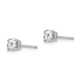 14k White Gold 4mm Round Cubic Zirconia Post Earrings